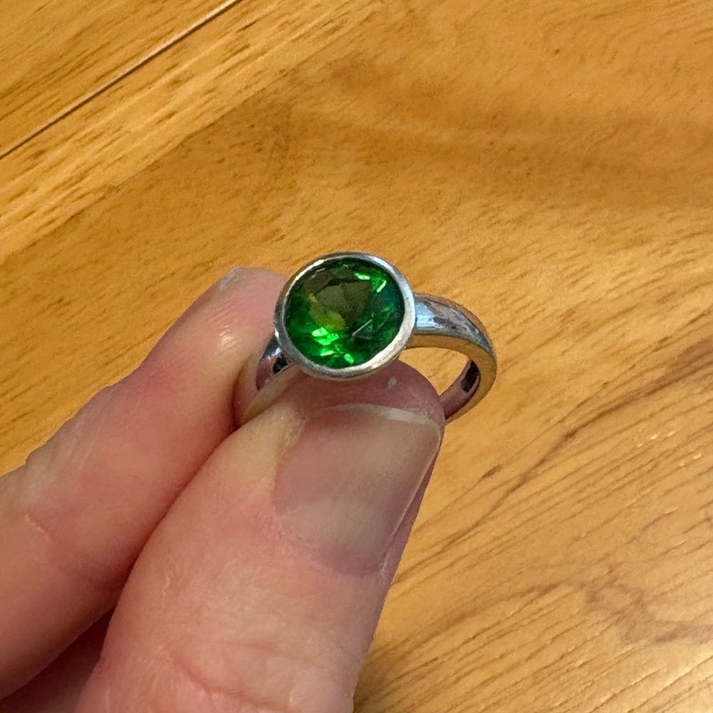 Sterling Silver and helenite Ring- size 6.5